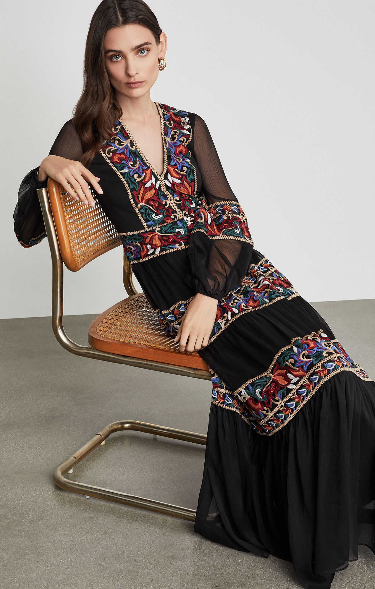 bcbgmaxazria floral embroidered evening dress