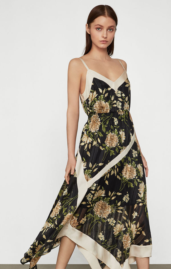 bcbg strappy floral bodycon dress