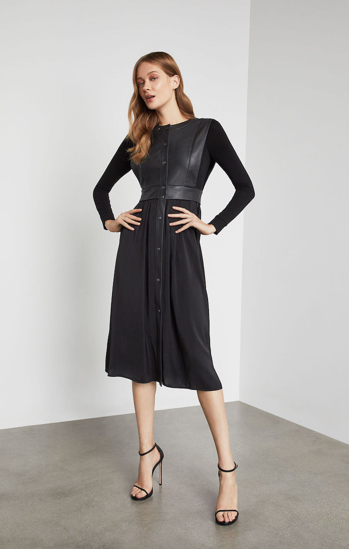 bcbg faux leather vest dress
