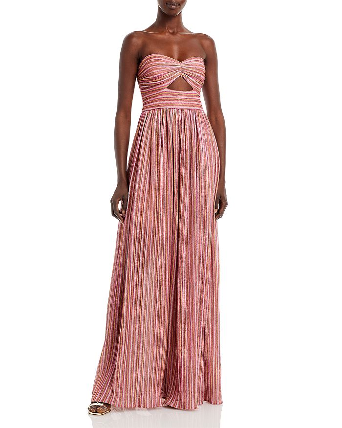 Metallic Stripe Cutout Gown - 100% Exclusive