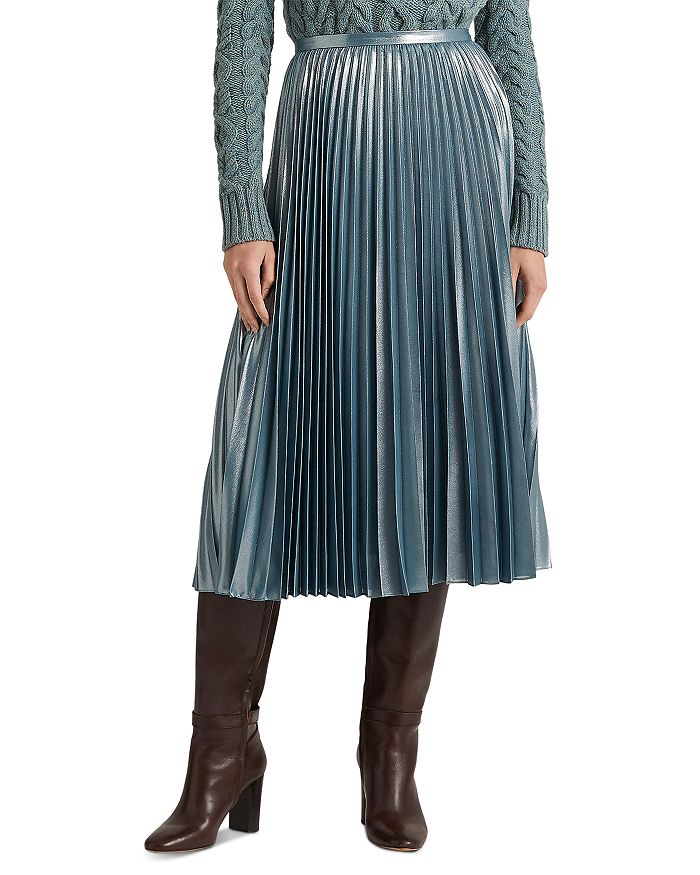 Pleated A Line Midi Skirt