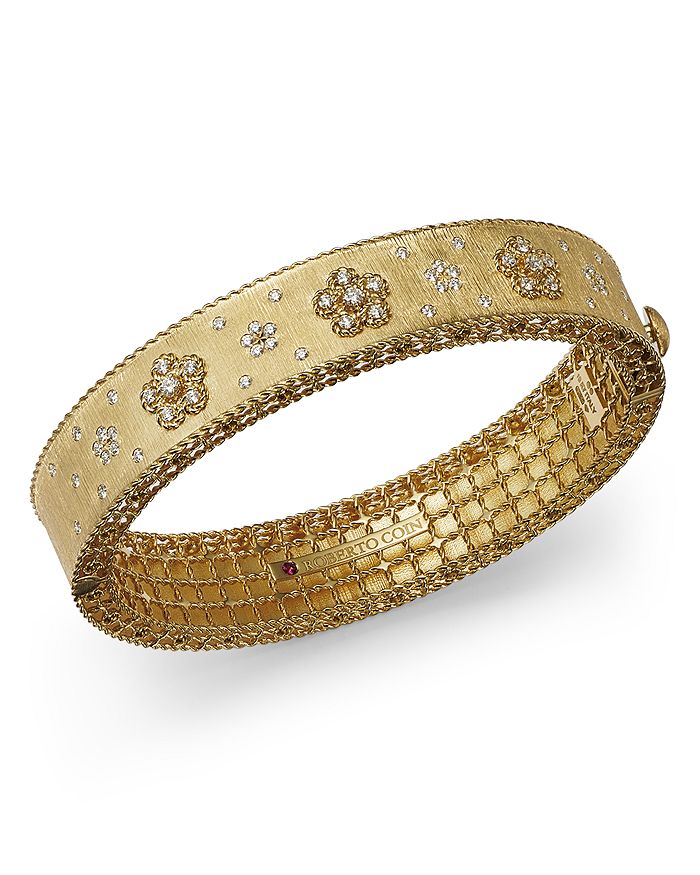 18K Yellow Gold Daisy Lux Diamond Bangle Bracelet