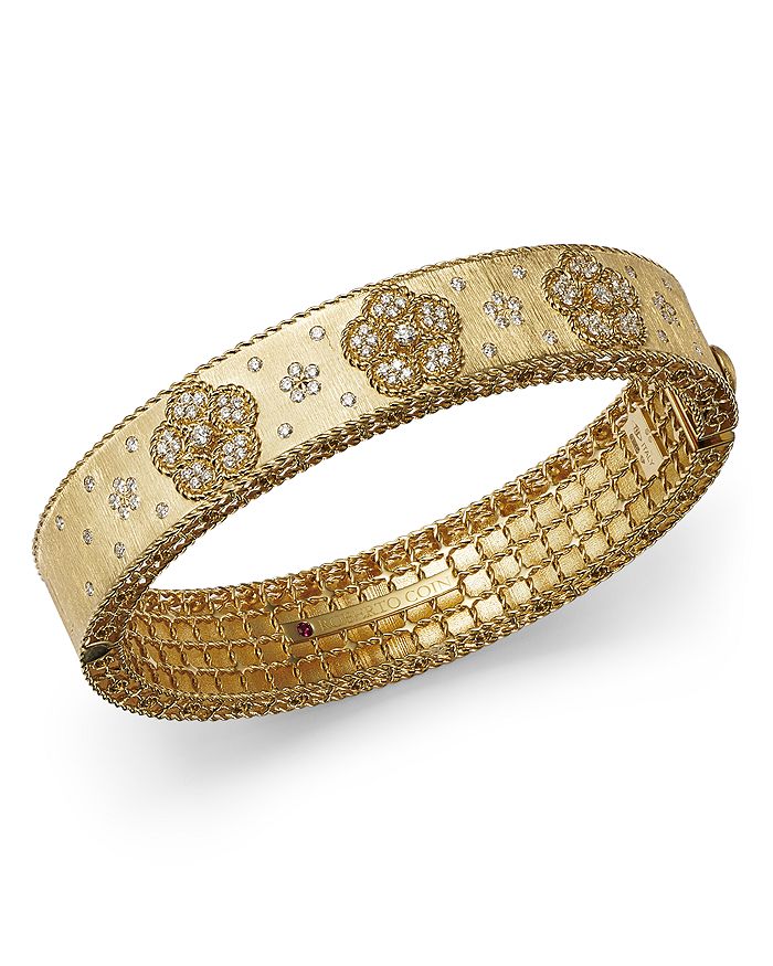 18K Yellow Gold Daisy Lux Diamond Bangle Bracelet