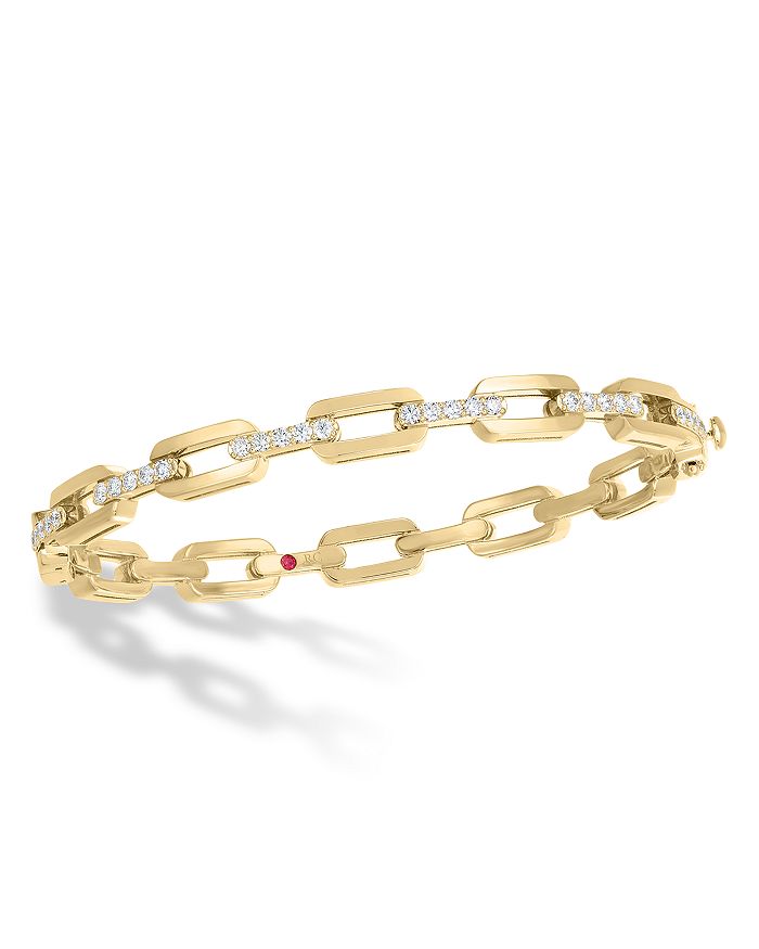 18K Yellow Gold Navarra Diamond Chain Link Bangle Bracelet