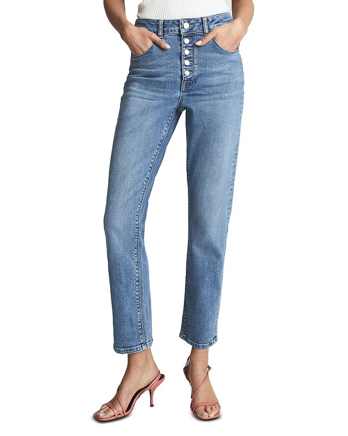 Bailey High Rise Straight Leg Jeans in Pale Blue