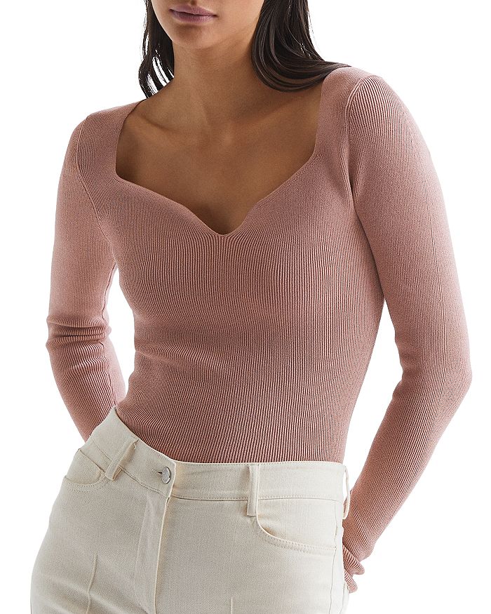 Emine Ribbed Sweetheart Sweater