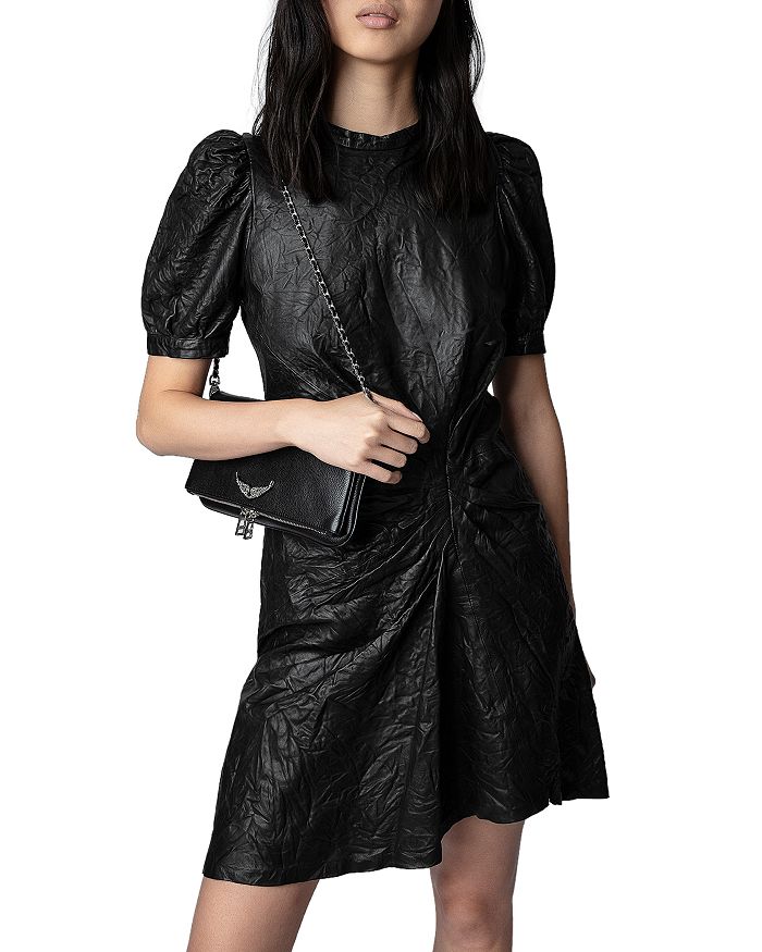 Rixe Cuir Froisse Leather Dress